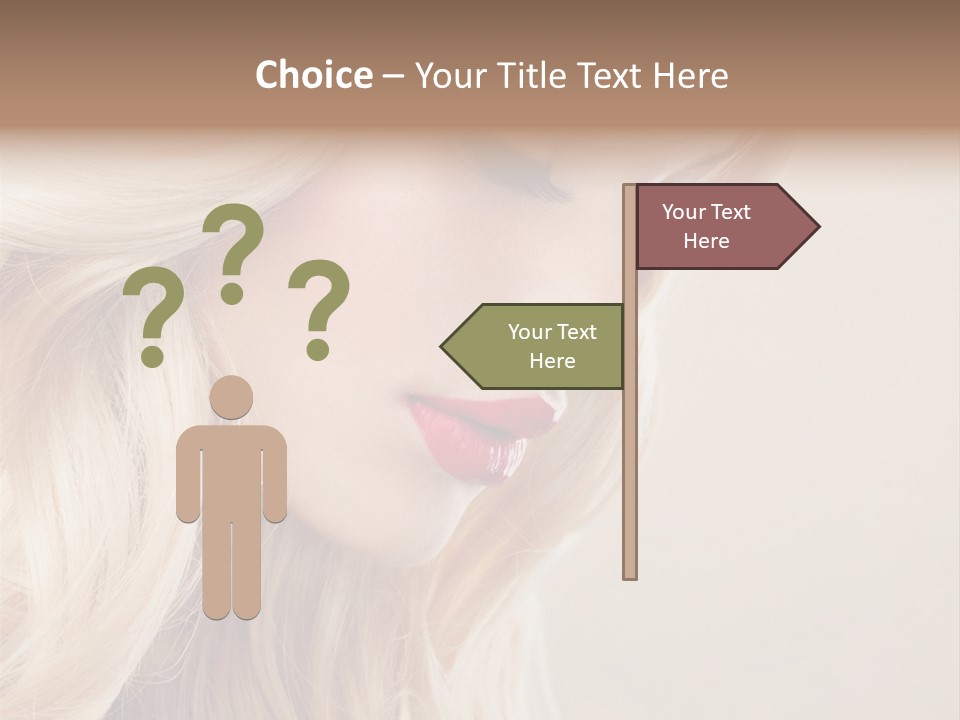 A Woman With Long Blonde Hair And Red Lipstick PowerPoint Template
