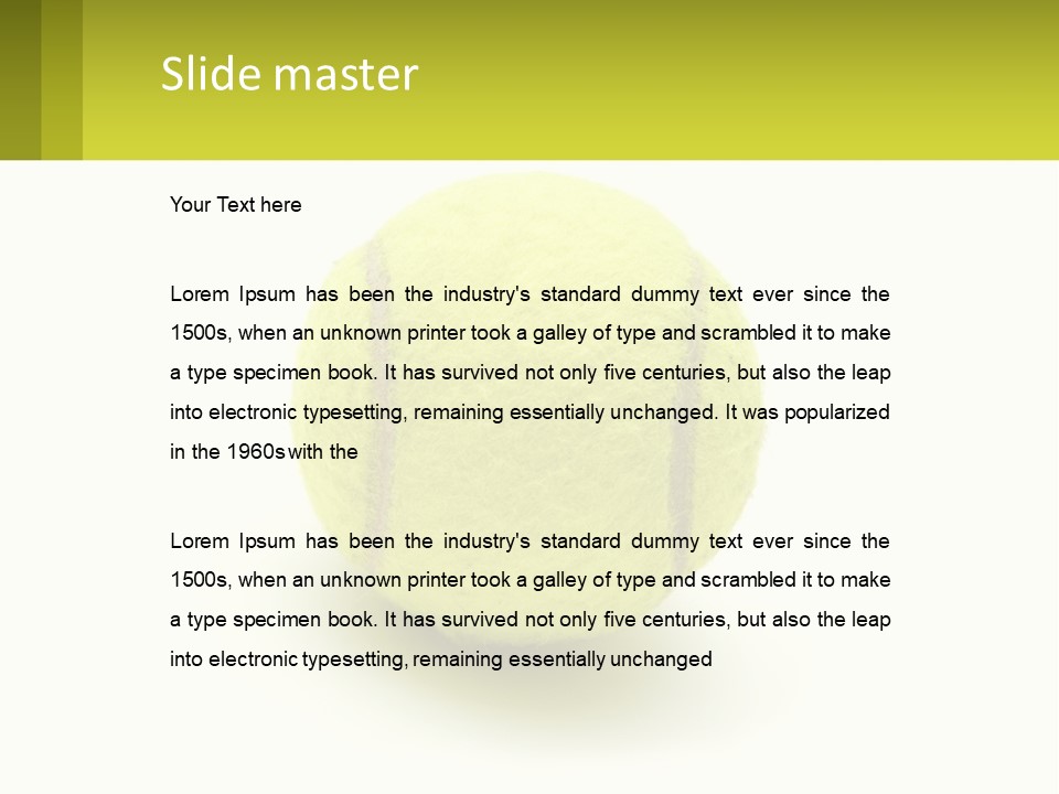 A Yellow Tennis Ball On A White Background PowerPoint Template