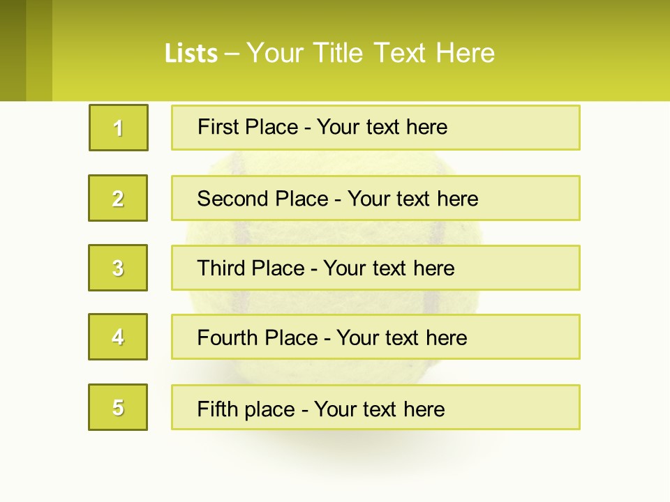 A Yellow Tennis Ball On A White Background PowerPoint Template