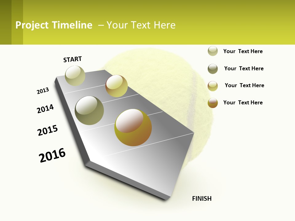 A Yellow Tennis Ball On A White Background PowerPoint Template