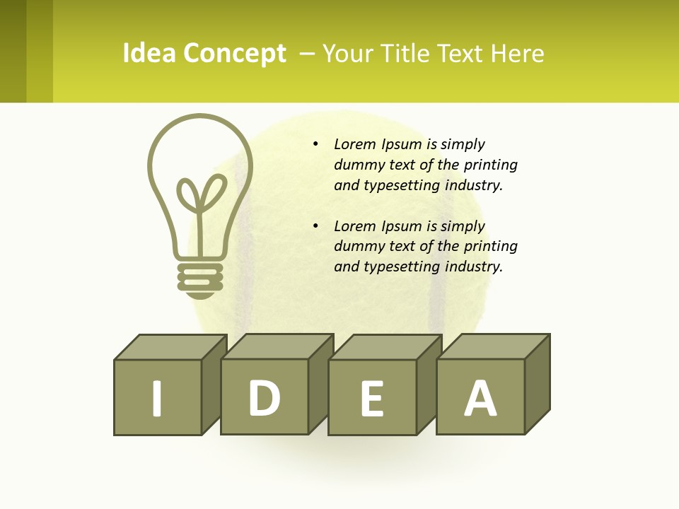 A Yellow Tennis Ball On A White Background PowerPoint Template