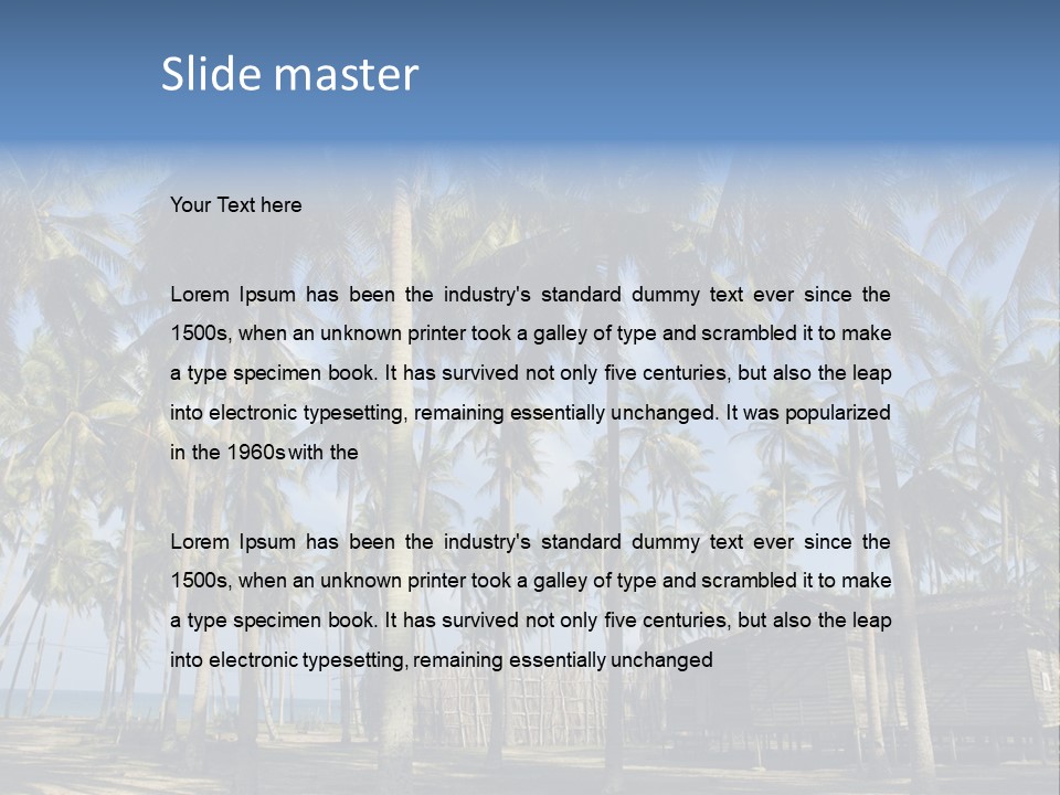 A Powerpoint Presentation With Palm Trees In The Background PowerPoint Template