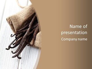 A Bag Of Vanilla Beans On A White Table PowerPoint Template