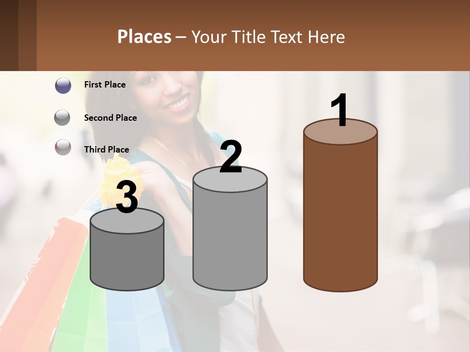 A Beautiful Woman Holding Shopping Bags In Her Hands PowerPoint Template