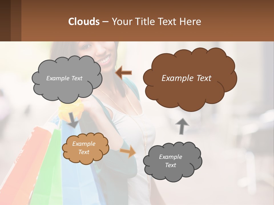 A Beautiful Woman Holding Shopping Bags In Her Hands PowerPoint Template