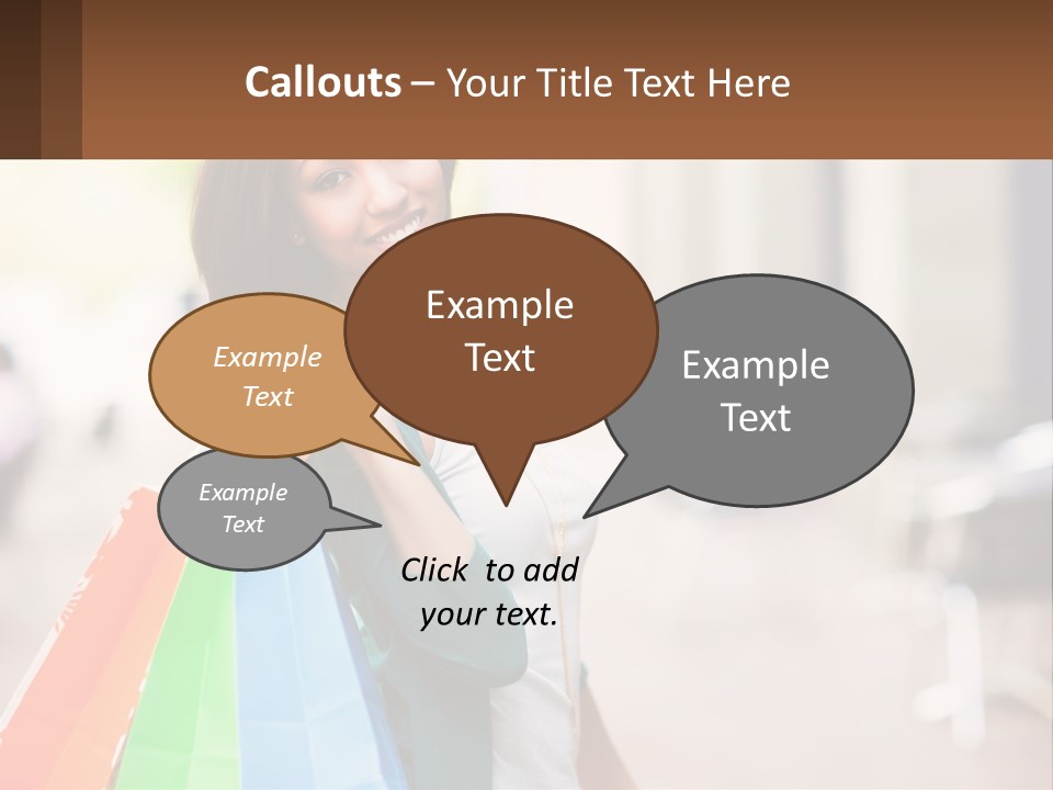 A Beautiful Woman Holding Shopping Bags In Her Hands PowerPoint Template