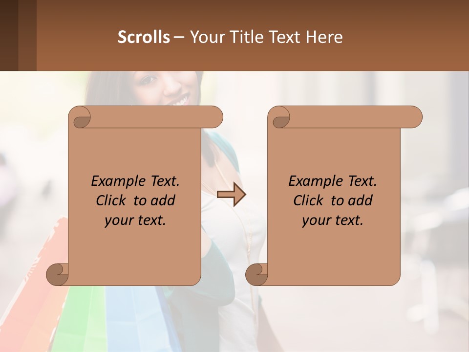 A Beautiful Woman Holding Shopping Bags In Her Hands PowerPoint Template