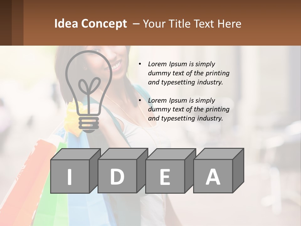 A Beautiful Woman Holding Shopping Bags In Her Hands PowerPoint Template