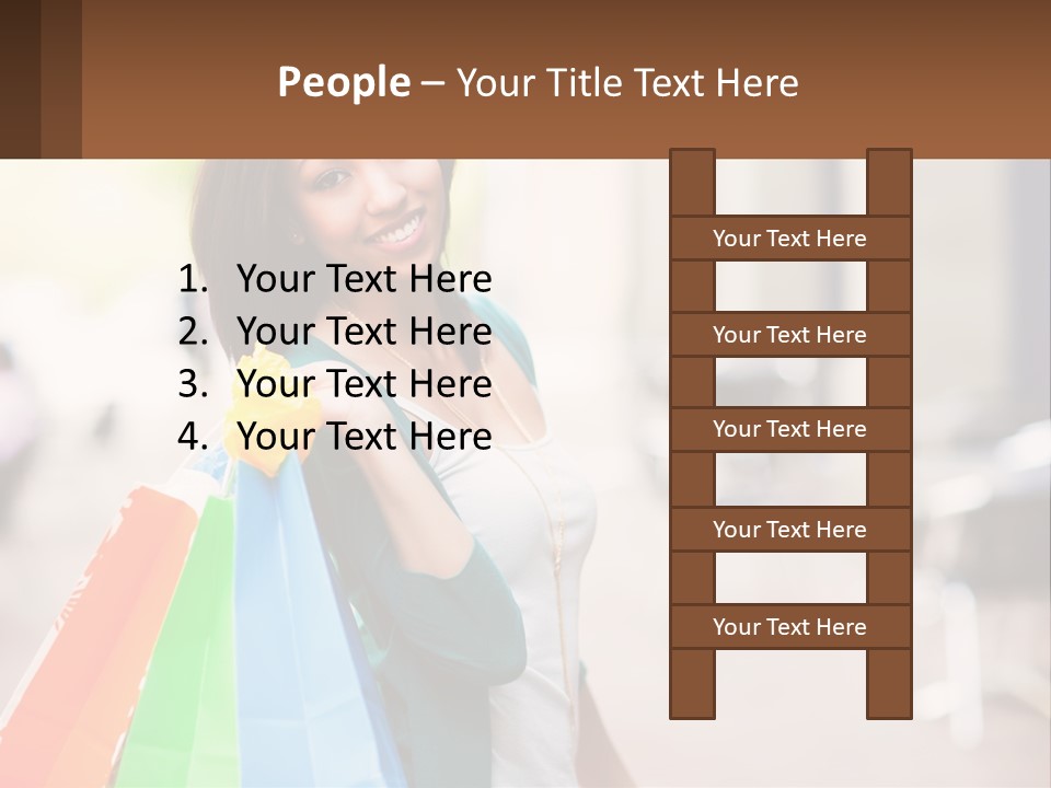 A Beautiful Woman Holding Shopping Bags In Her Hands PowerPoint Template