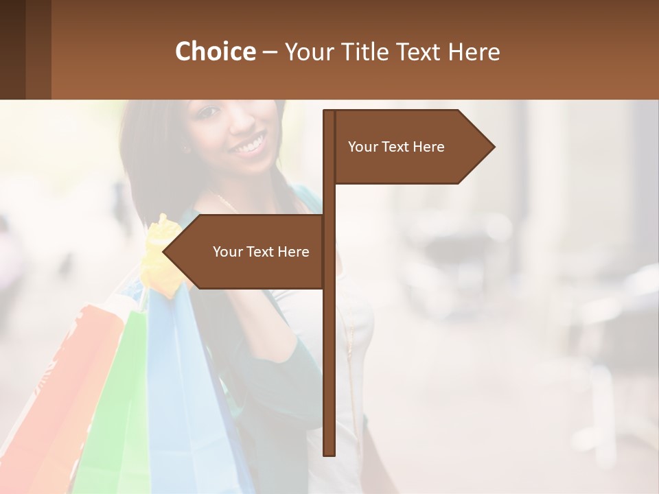 A Beautiful Woman Holding Shopping Bags In Her Hands PowerPoint Template