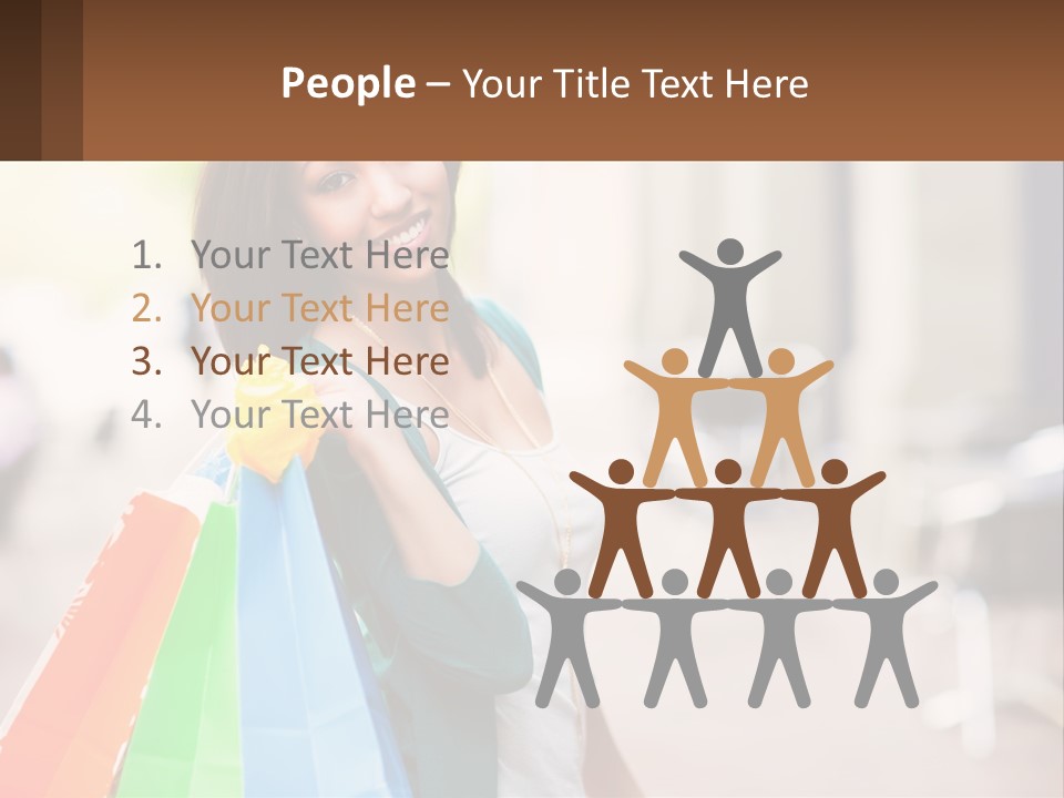 A Beautiful Woman Holding Shopping Bags In Her Hands PowerPoint Template