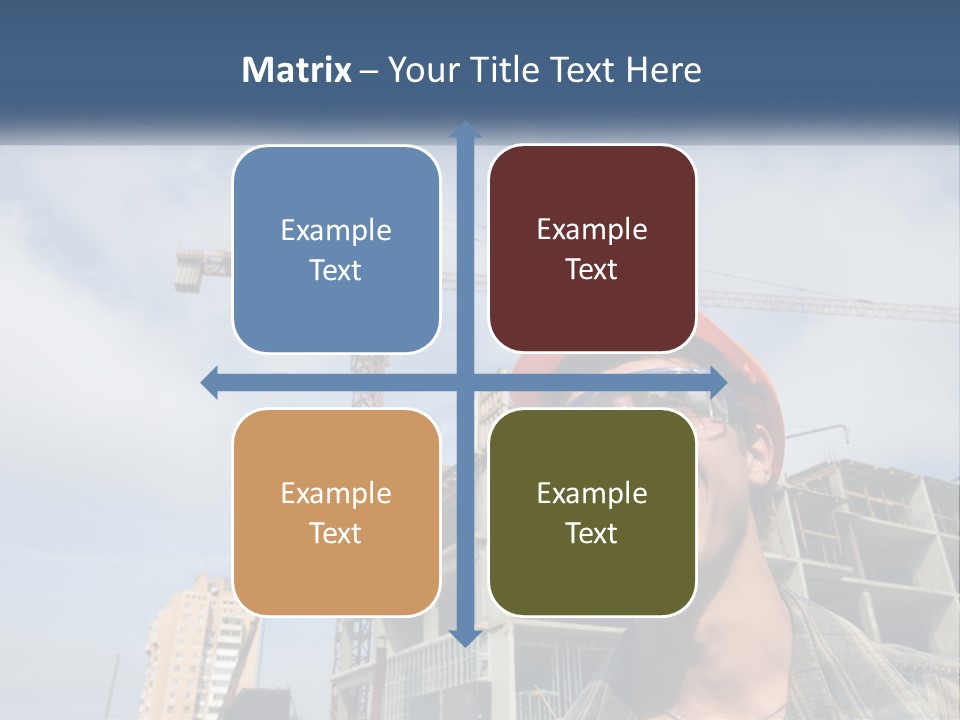 A Man Wearing A Hard Hat And Goggles In Front Of A Construction Site PowerPoint Template