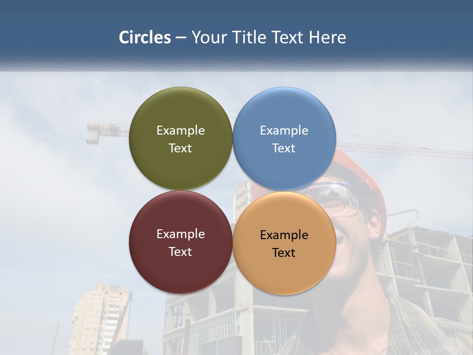 A Man Wearing A Hard Hat And Goggles In Front Of A Construction Site PowerPoint Template