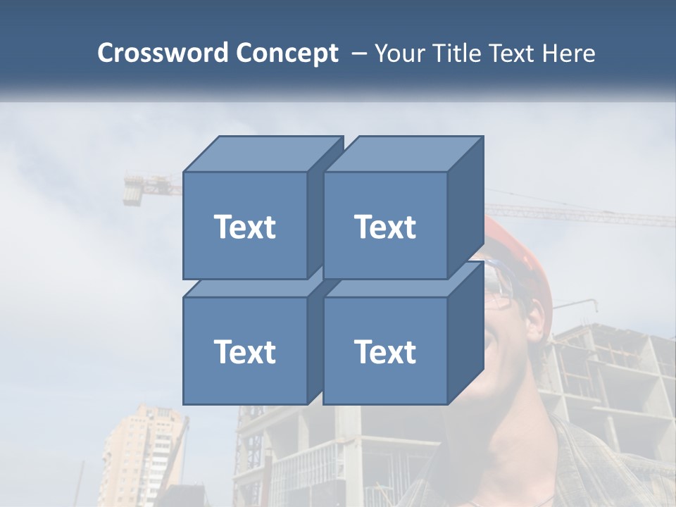 A Man Wearing A Hard Hat And Goggles In Front Of A Construction Site PowerPoint Template