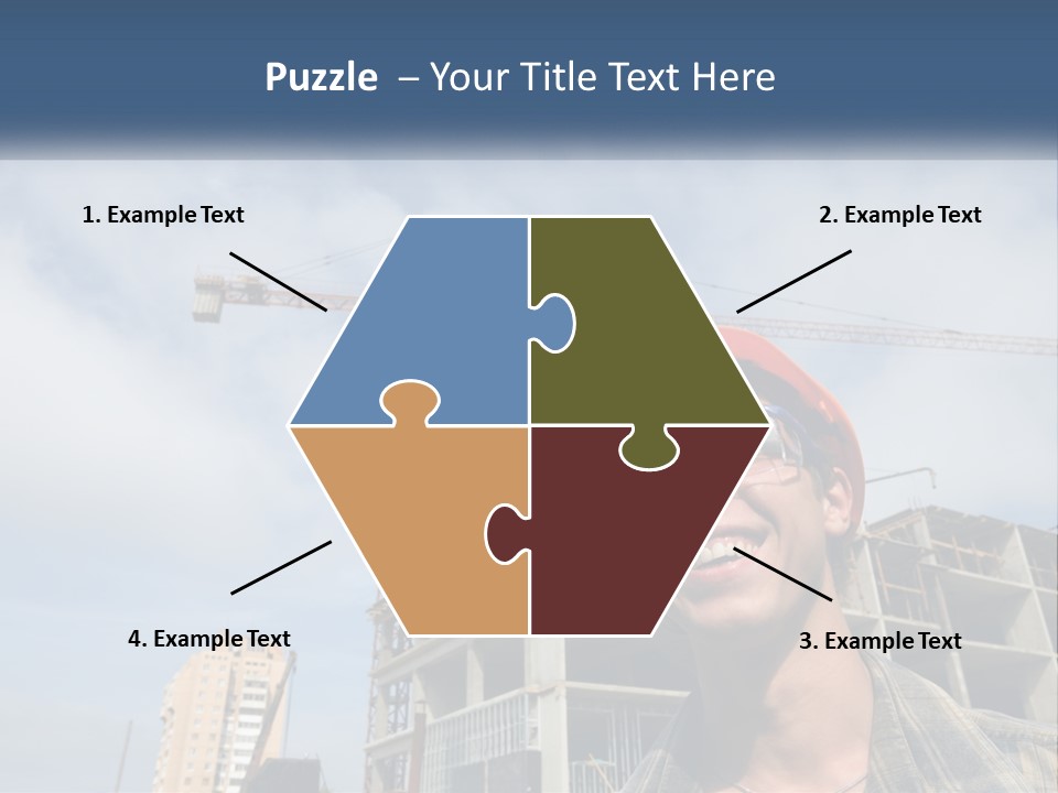 A Man Wearing A Hard Hat And Goggles In Front Of A Construction Site PowerPoint Template