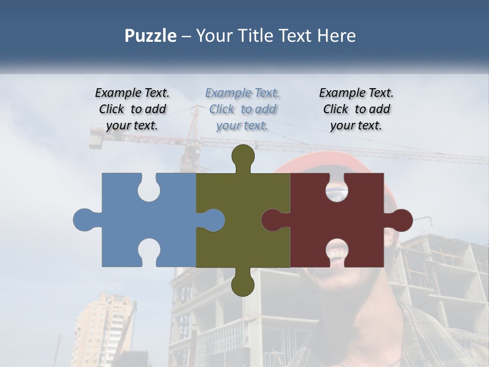 A Man Wearing A Hard Hat And Goggles In Front Of A Construction Site PowerPoint Template