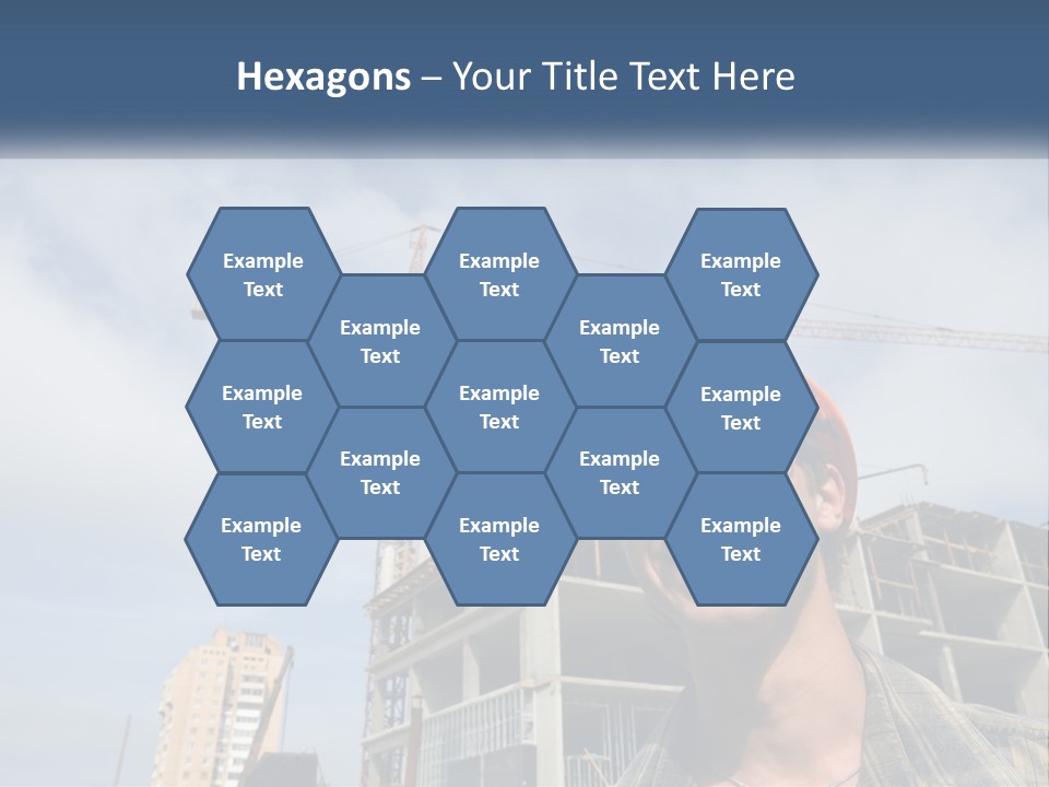 A Man Wearing A Hard Hat And Goggles In Front Of A Construction Site PowerPoint Template