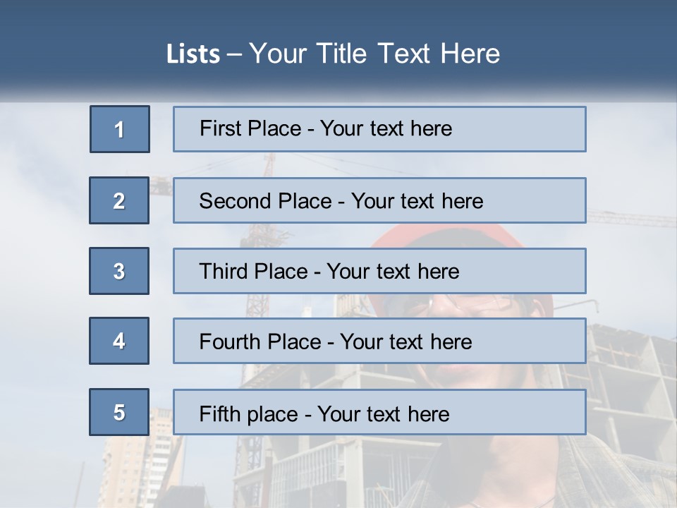 A Man Wearing A Hard Hat And Goggles In Front Of A Construction Site PowerPoint Template