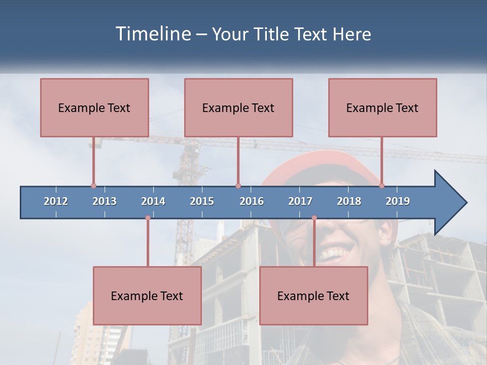 A Man Wearing A Hard Hat And Goggles In Front Of A Construction Site PowerPoint Template