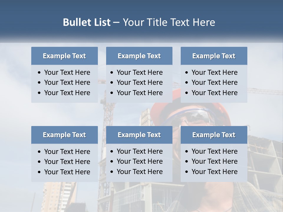 A Man Wearing A Hard Hat And Goggles In Front Of A Construction Site PowerPoint Template
