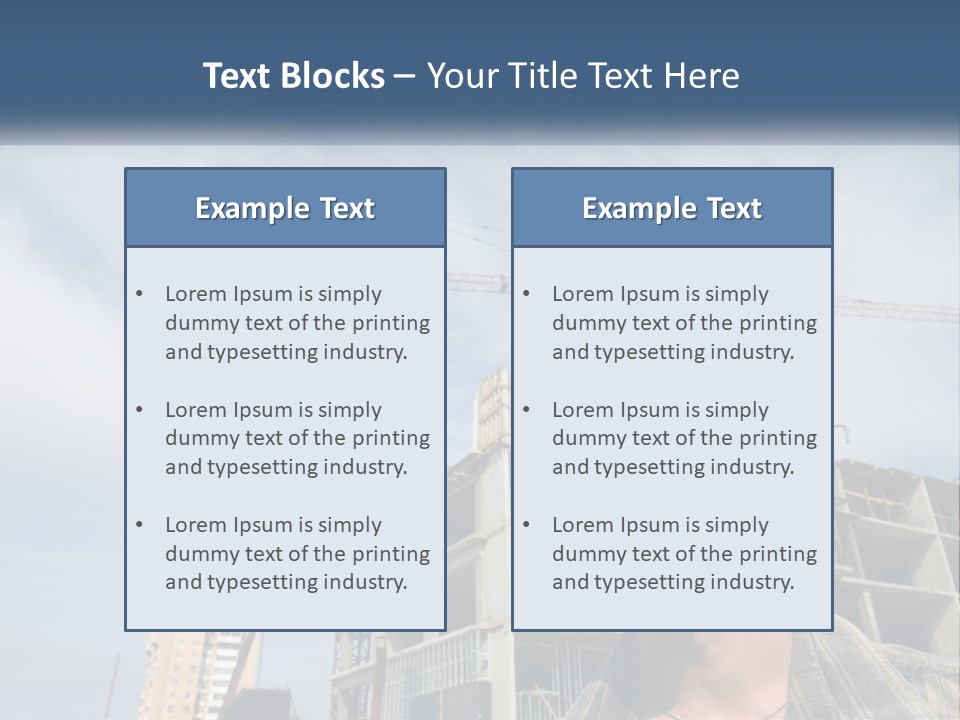 A Man Wearing A Hard Hat And Goggles In Front Of A Construction Site PowerPoint Template