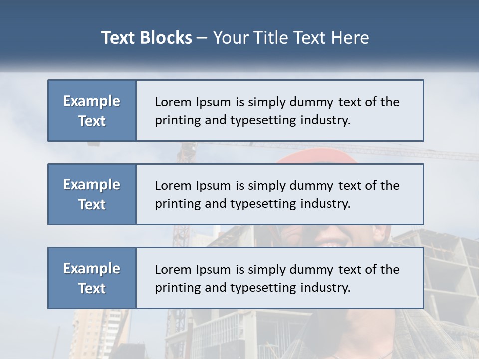 A Man Wearing A Hard Hat And Goggles In Front Of A Construction Site PowerPoint Template