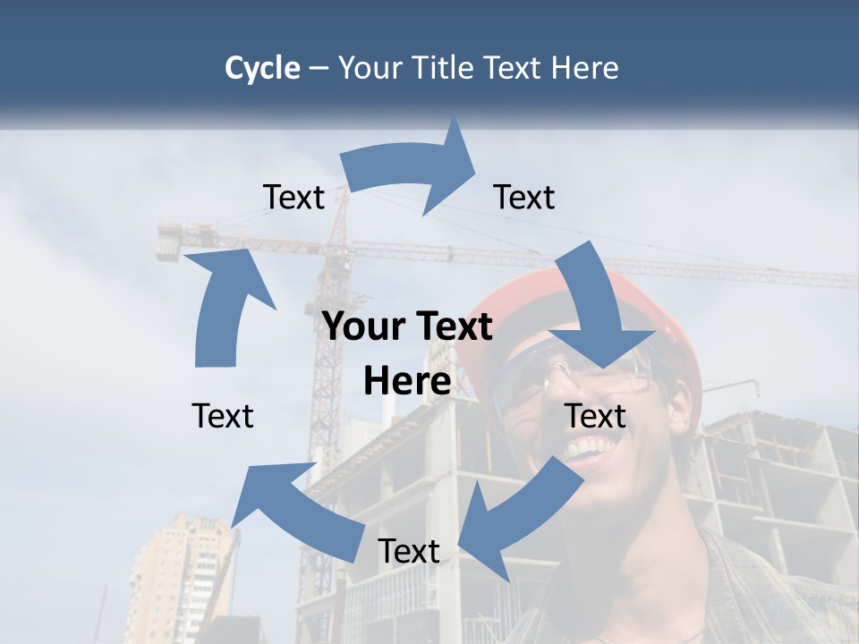 A Man Wearing A Hard Hat And Goggles In Front Of A Construction Site PowerPoint Template