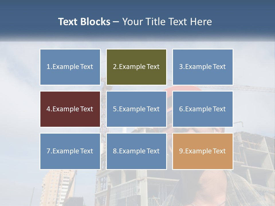 A Man Wearing A Hard Hat And Goggles In Front Of A Construction Site PowerPoint Template