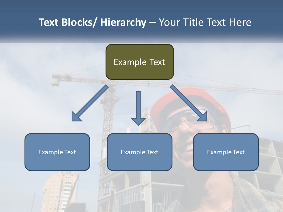 A Man Wearing A Hard Hat And Goggles In Front Of A Construction Site PowerPoint Template