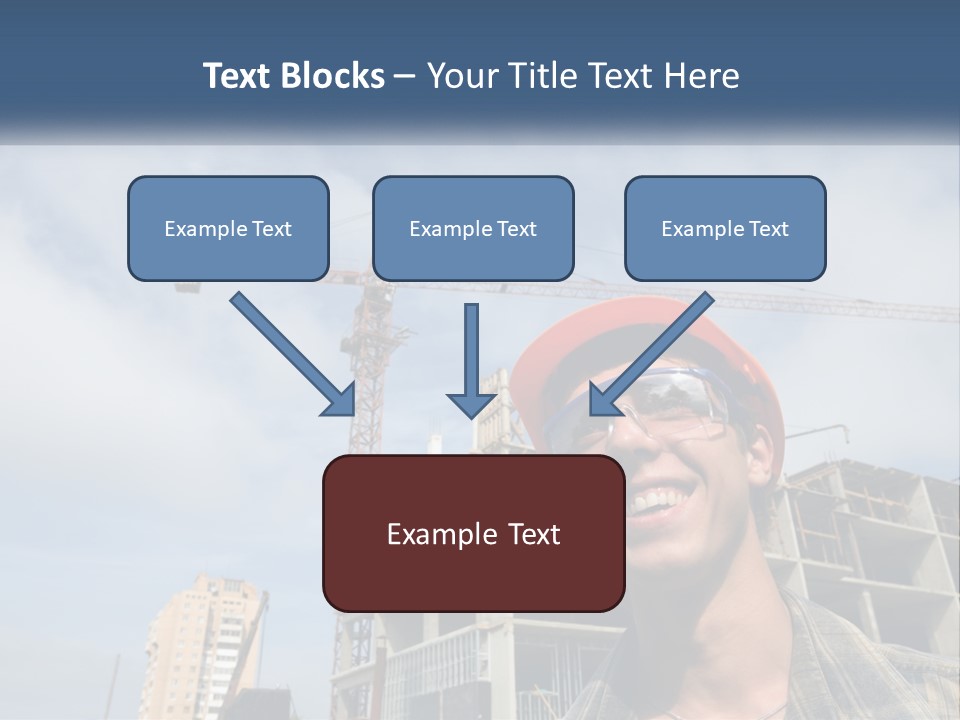 A Man Wearing A Hard Hat And Goggles In Front Of A Construction Site PowerPoint Template