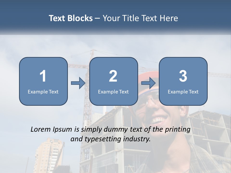 A Man Wearing A Hard Hat And Goggles In Front Of A Construction Site PowerPoint Template