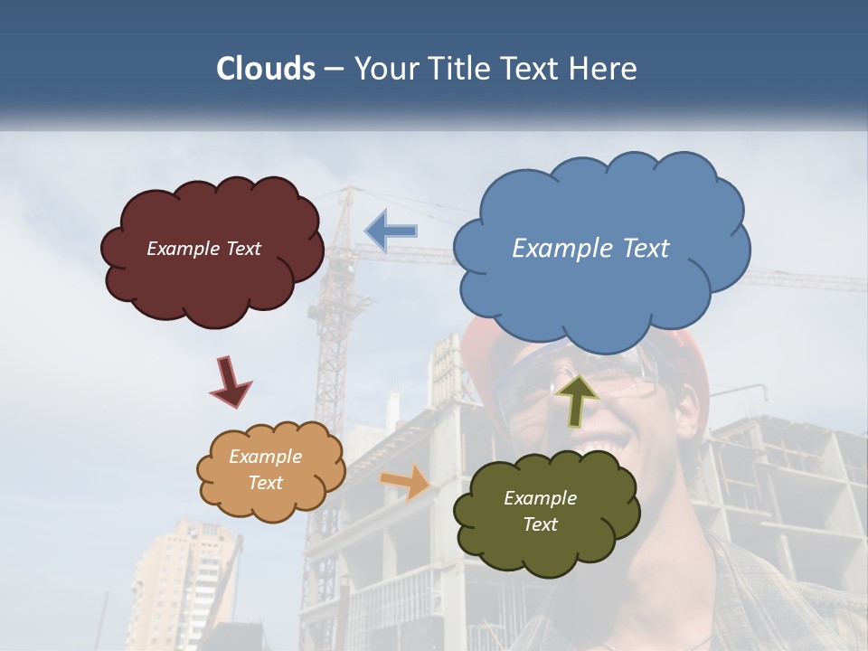 A Man Wearing A Hard Hat And Goggles In Front Of A Construction Site PowerPoint Template