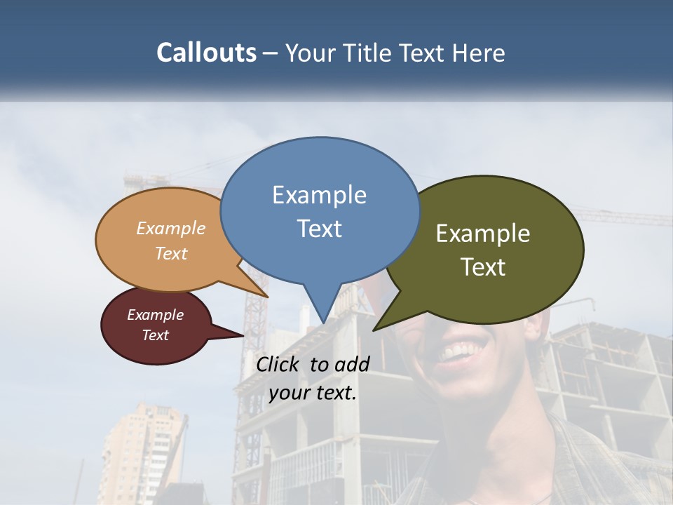 A Man Wearing A Hard Hat And Goggles In Front Of A Construction Site PowerPoint Template