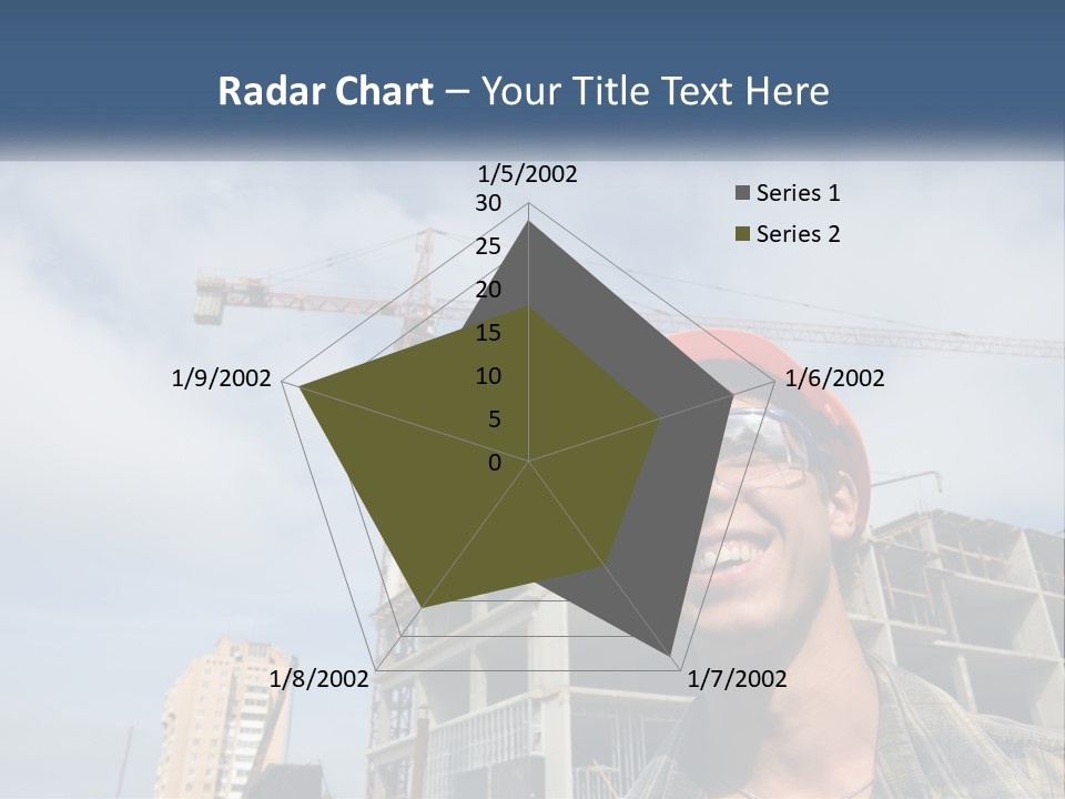 A Man Wearing A Hard Hat And Goggles In Front Of A Construction Site PowerPoint Template