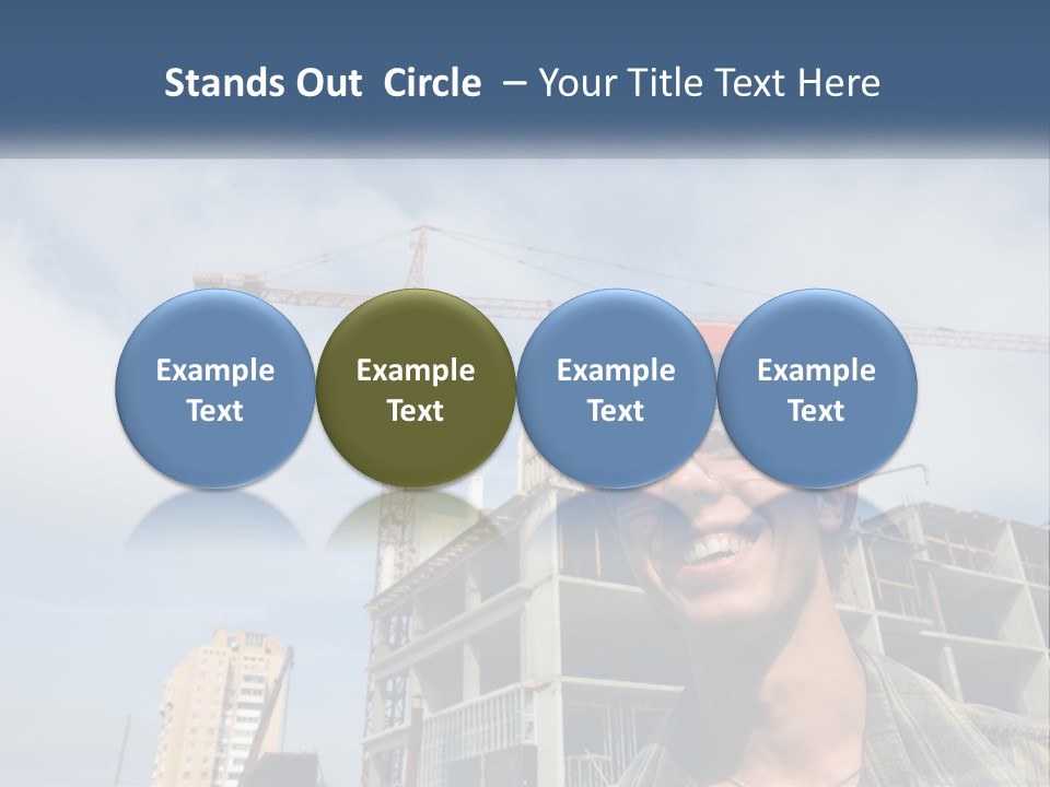 A Man Wearing A Hard Hat And Goggles In Front Of A Construction Site PowerPoint Template