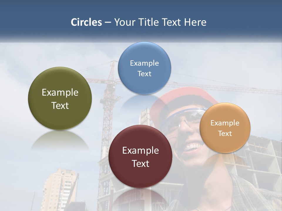 A Man Wearing A Hard Hat And Goggles In Front Of A Construction Site PowerPoint Template