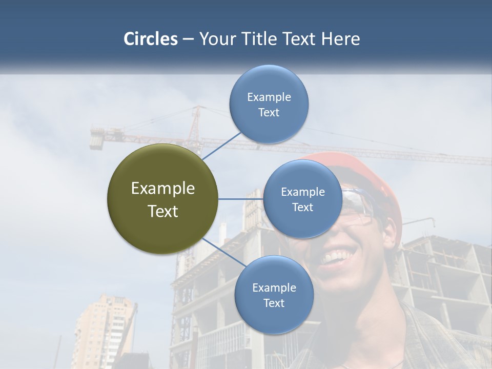 A Man Wearing A Hard Hat And Goggles In Front Of A Construction Site PowerPoint Template