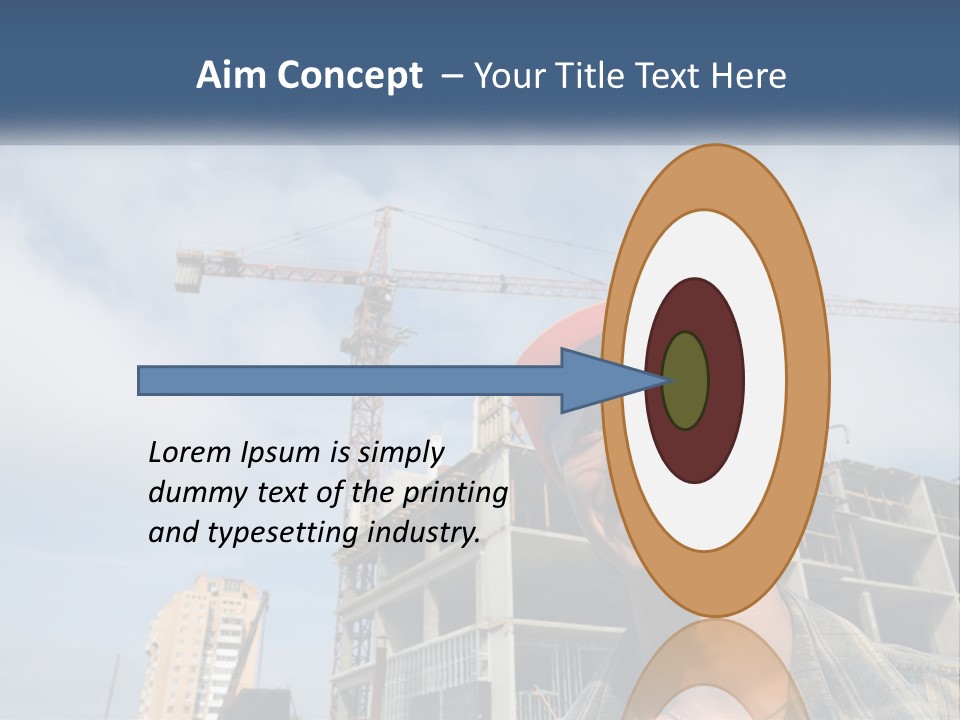 A Man Wearing A Hard Hat And Goggles In Front Of A Construction Site PowerPoint Template