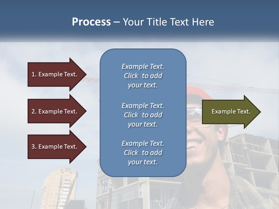 A Man Wearing A Hard Hat And Goggles In Front Of A Construction Site PowerPoint Template