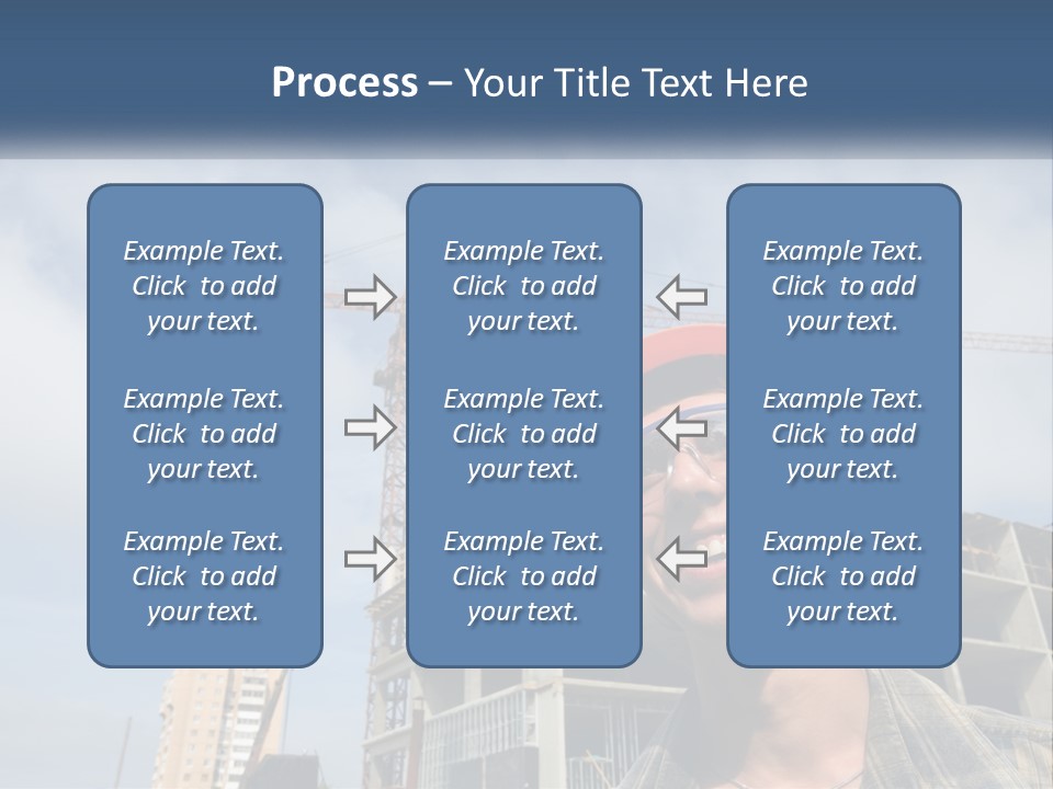 A Man Wearing A Hard Hat And Goggles In Front Of A Construction Site PowerPoint Template