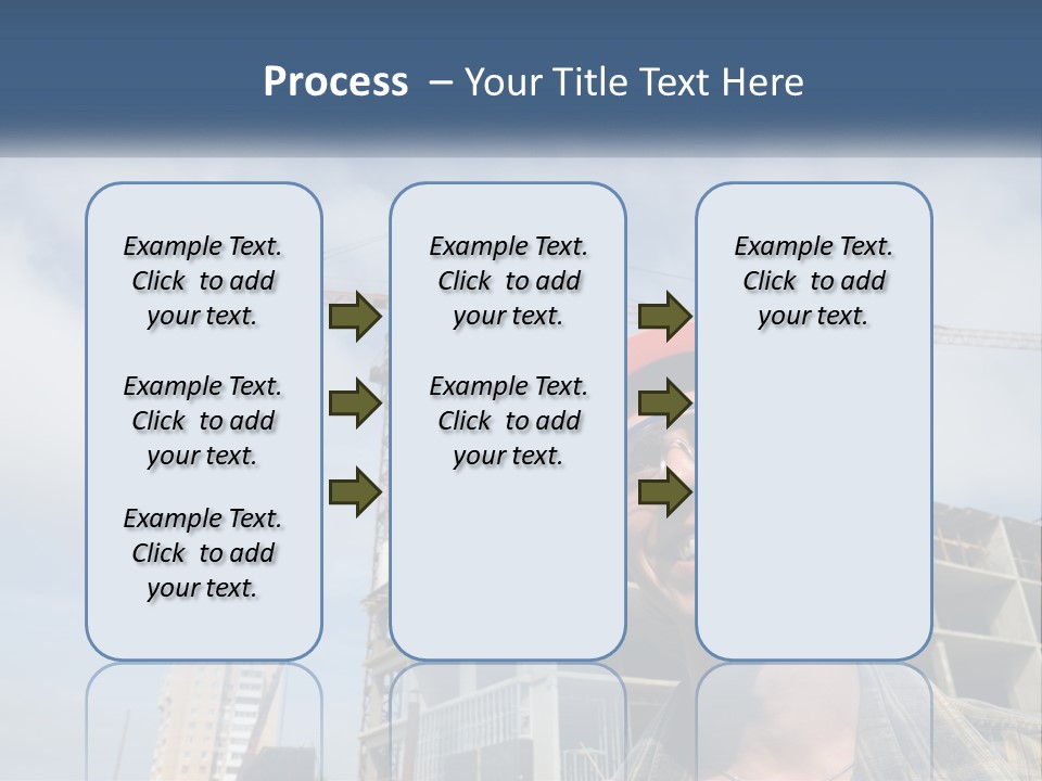 A Man Wearing A Hard Hat And Goggles In Front Of A Construction Site PowerPoint Template