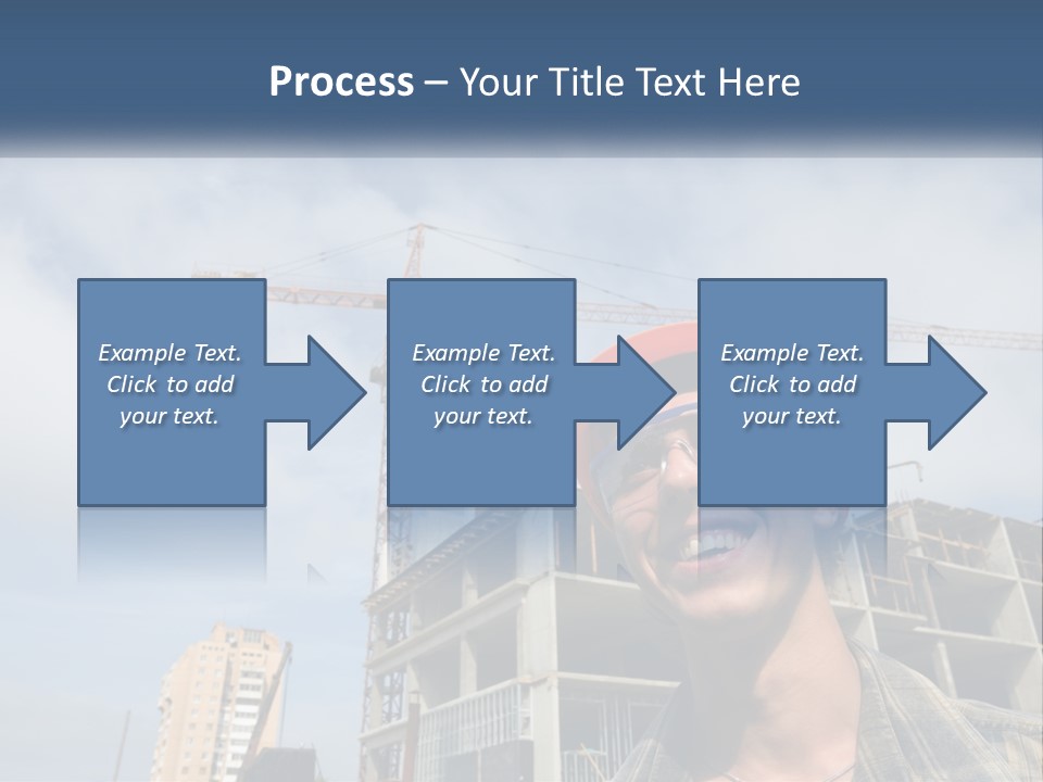 A Man Wearing A Hard Hat And Goggles In Front Of A Construction Site PowerPoint Template