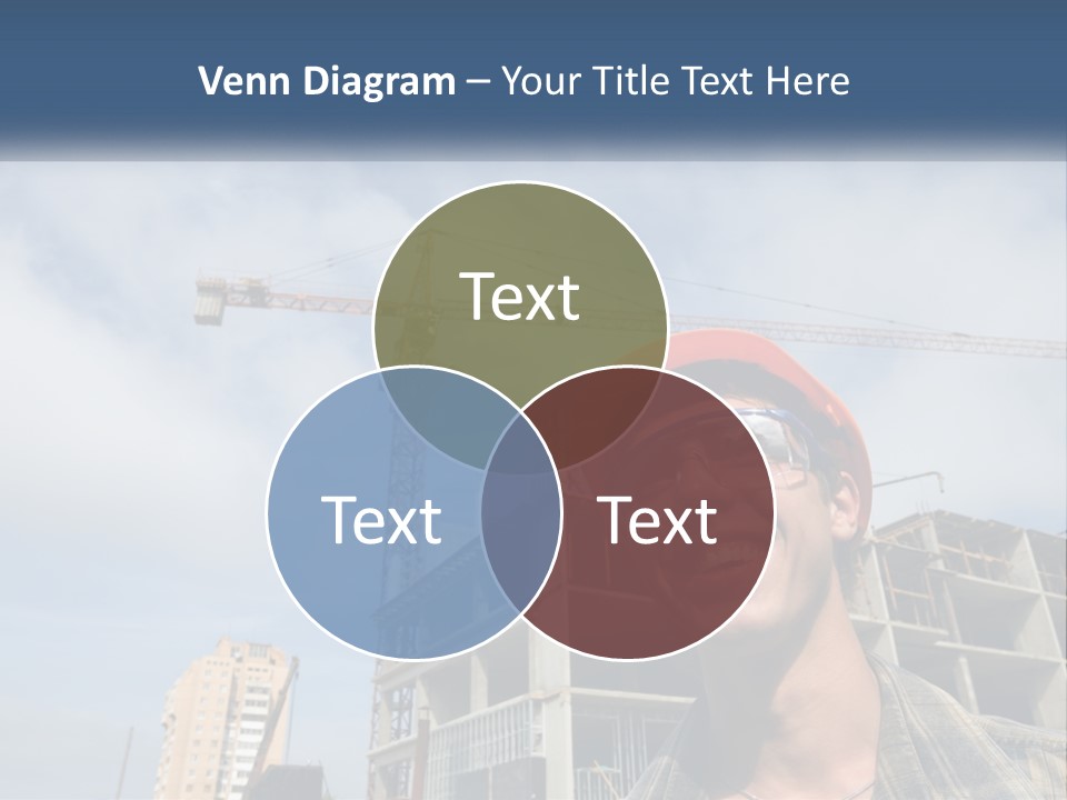 A Man Wearing A Hard Hat And Goggles In Front Of A Construction Site PowerPoint Template