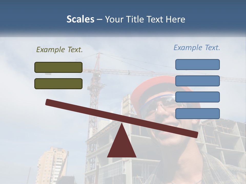 A Man Wearing A Hard Hat And Goggles In Front Of A Construction Site PowerPoint Template
