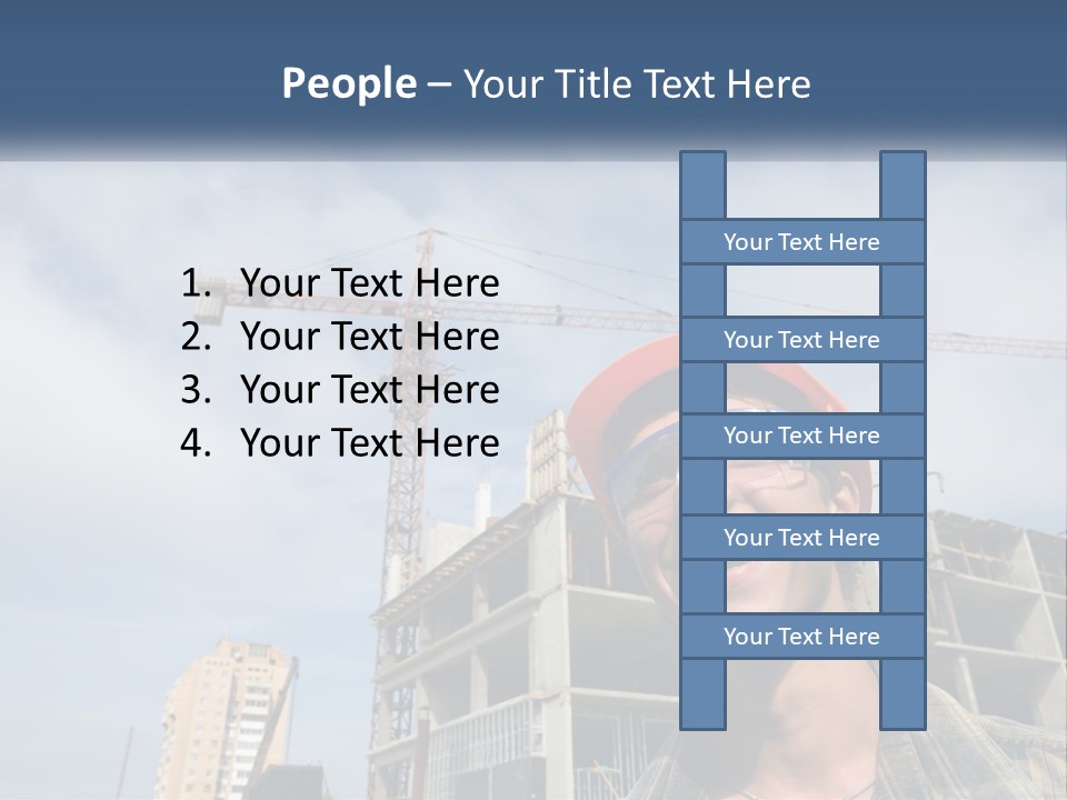 A Man Wearing A Hard Hat And Goggles In Front Of A Construction Site PowerPoint Template
