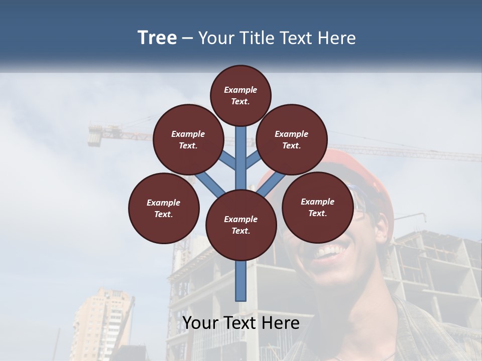 A Man Wearing A Hard Hat And Goggles In Front Of A Construction Site PowerPoint Template