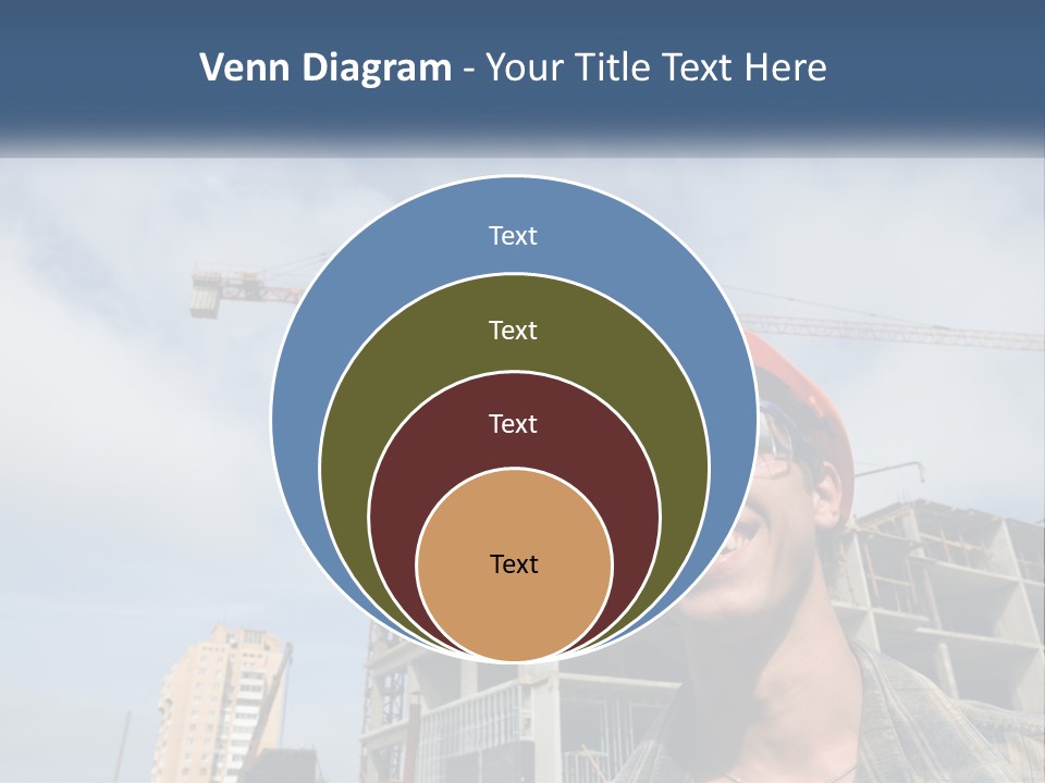A Man Wearing A Hard Hat And Goggles In Front Of A Construction Site PowerPoint Template