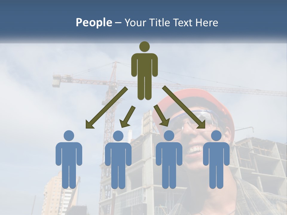 A Man Wearing A Hard Hat And Goggles In Front Of A Construction Site PowerPoint Template