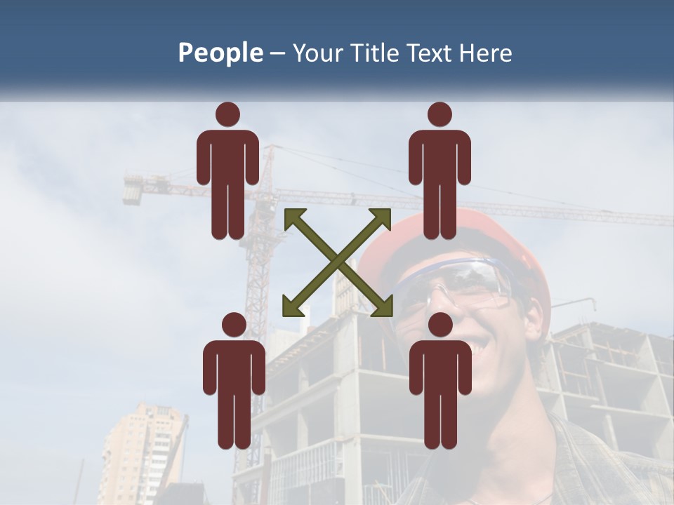 A Man Wearing A Hard Hat And Goggles In Front Of A Construction Site PowerPoint Template
