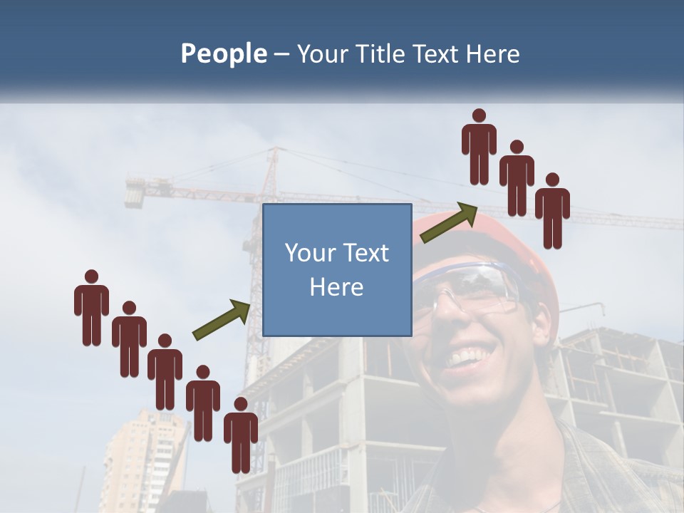 A Man Wearing A Hard Hat And Goggles In Front Of A Construction Site PowerPoint Template